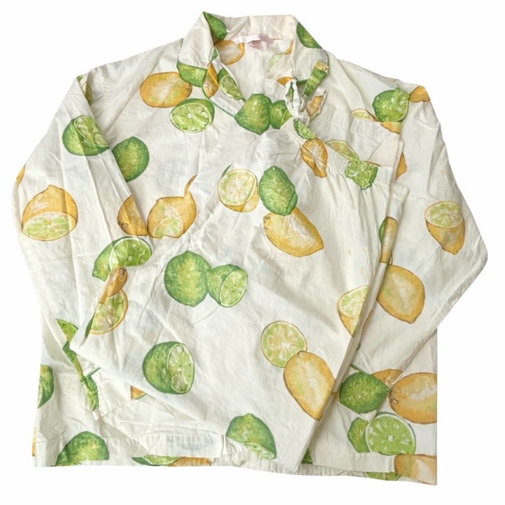 Victoria’s Secret Lemon Lime Citrus Cotton Pajama Set Lounge Size M - Picture 3 of 10